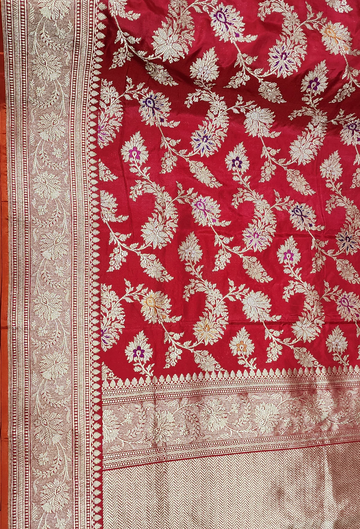 Buy Red Pure Katan Banarasi Silk Saree
