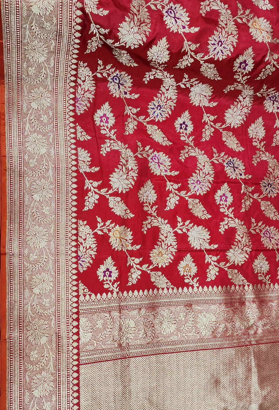 Buy Red Pure Katan Banarasi Silk Saree