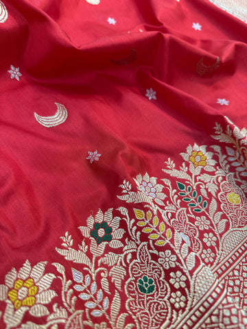 Red Banarasi Pure Katan Silk Kadhwa Saree