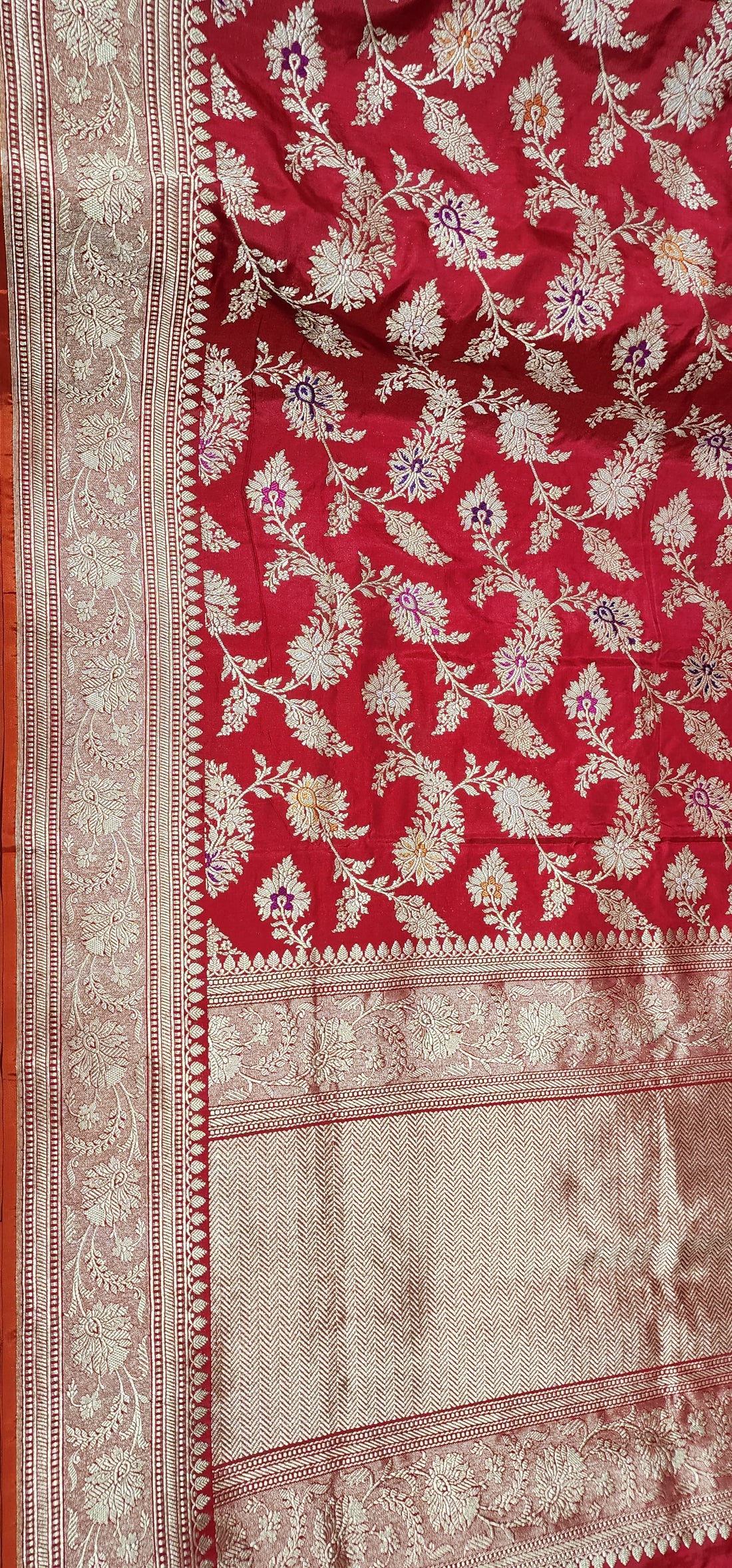 Buy Red Pure Katan Banarasi Silk Saree